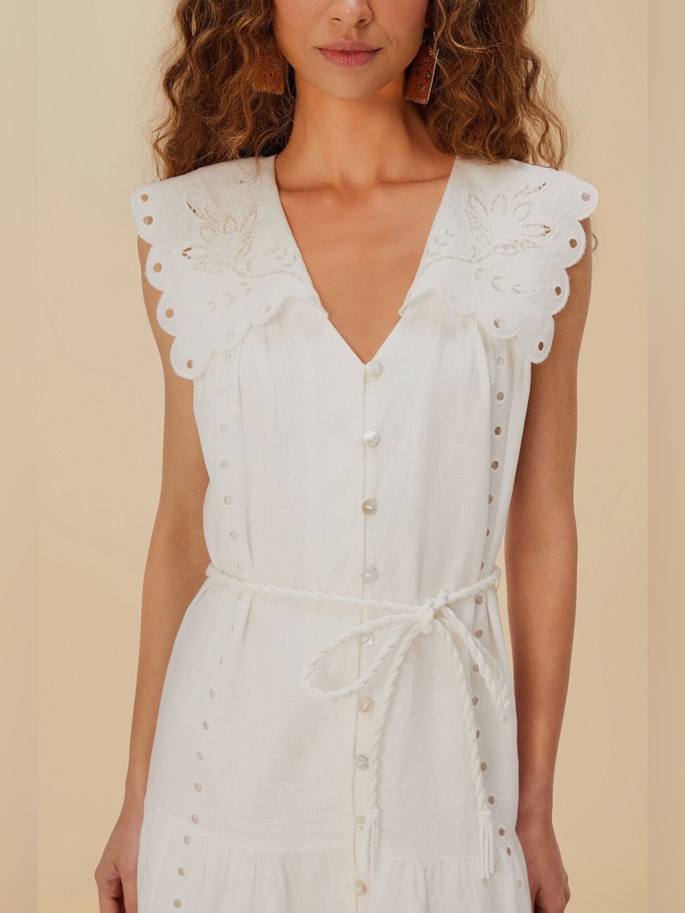 Farm Rio: OFF WHITE SLEEVELESS MAXI DRESS